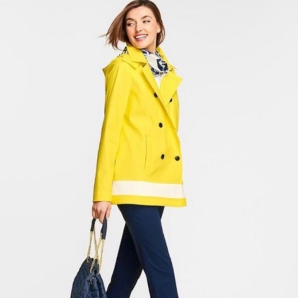 NWT Talbots Spring Jacket Coat Size Small Hello Yellow Detachable Hood Rain Go